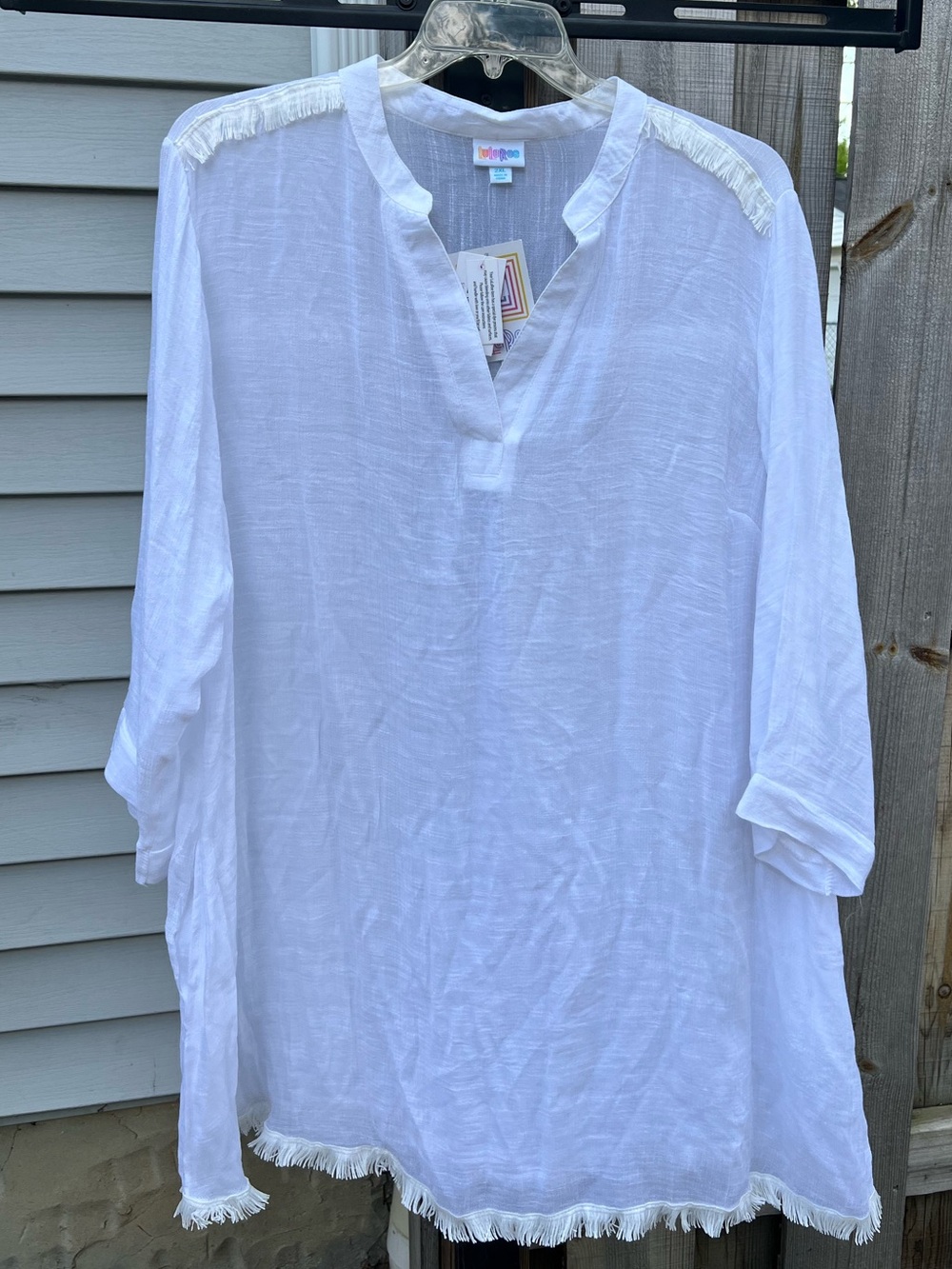 LuLaRoe Women’s Coastal Fringe Trim Cover Up Resort Collection Size 2XL White